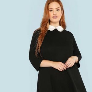 Shein Black dress with white collar with pearls.